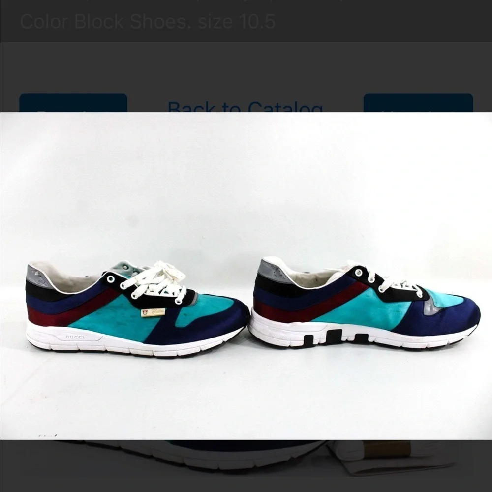 Gucci Color Block Blue and Red Designer Sneakers - Picture 7 of 8
